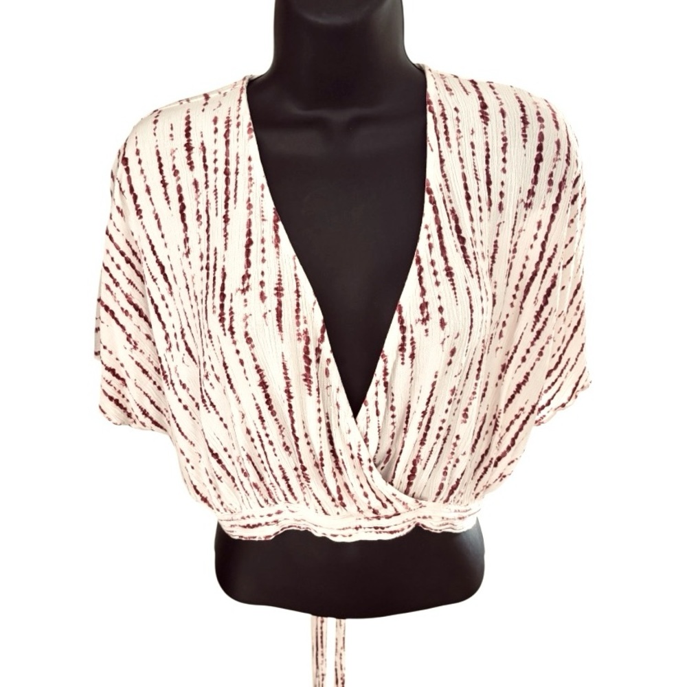 🗺️ Windsor 100% Rayon Crisscross Crop Top, Size Large, SUCH A VIBE TIE DYE TOP!